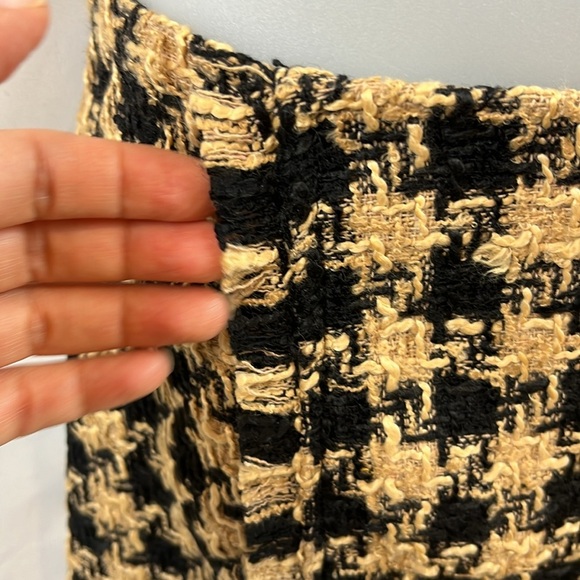 House of Harlow 1960 Tweed Crop Top & Skirt Houndstooth Set Tan/Black Size M NEW - Picture 8 of 16